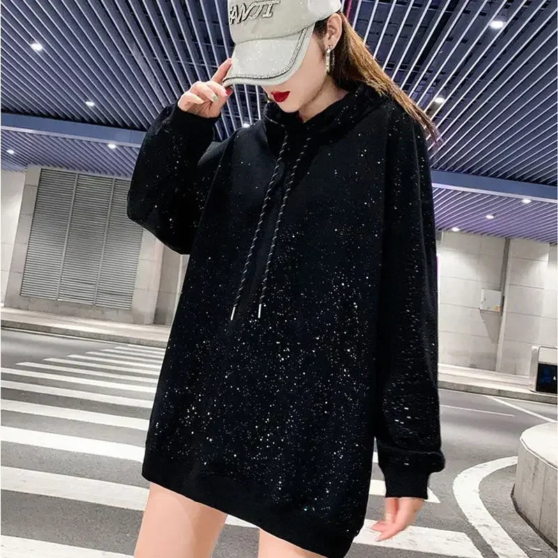 Rhinestone Sequin Oversized Hoodie