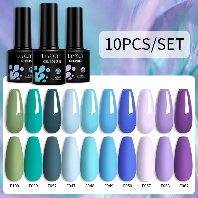LILYCUTE 10PCS Gel Nail Polish Set, Brown Earth & Coffee Color Series, Semi-Permanent UV LED Soak Off Nail Gel