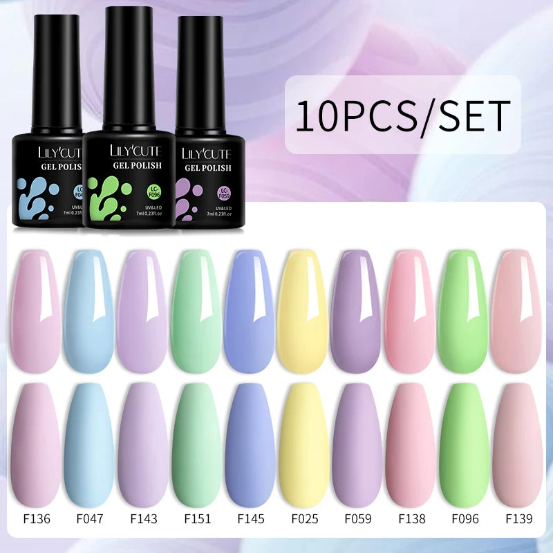 LILYCUTE 10PCS Gel Nail Polish Set, Brown Earth & Coffee Color Series, Semi-Permanent UV LED Soak Off Nail Gel