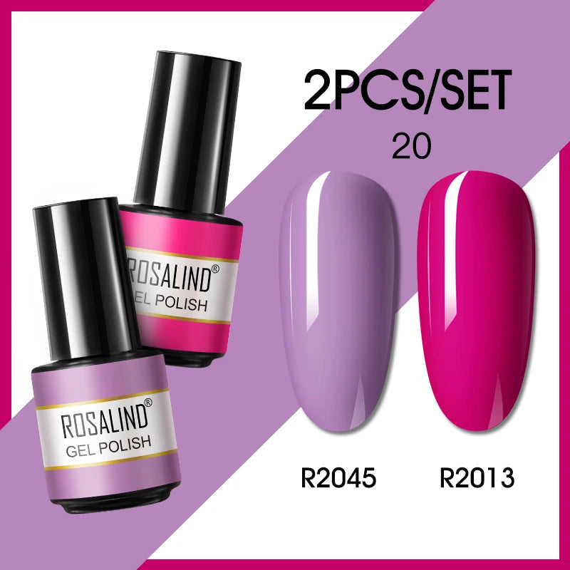 ROSALIND 6PCS Nail Gel Polish Set for Manicure & Nail Art Design, Soak Off Semi-Permanent UV Hybrid Varnish