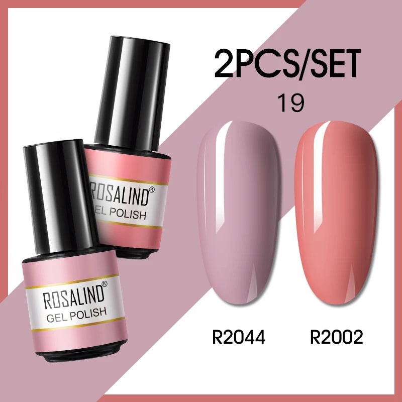 ROSALIND 6PCS Nail Gel Polish Set for Manicure & Nail Art Design, Soak Off Semi-Permanent UV Hybrid Varnish