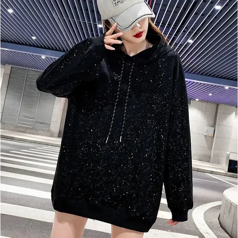 Rhinestone Sequin Oversized Hoodie