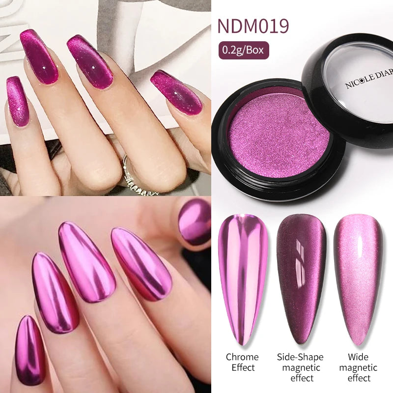 NICOLE DIARY Moonlight Mirror Nail Powder - Aurora Silver Chrome Pigment for UV Gel