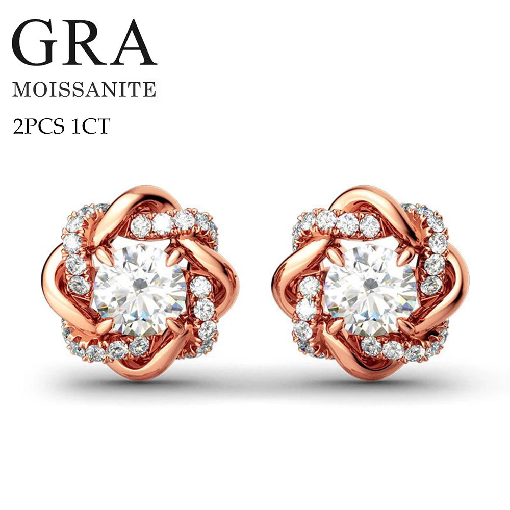 Trend Knot of Love 2 Carat 6.5mm Moissanite Stud Earrings