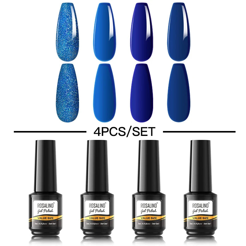 ROSALIND 6PCS Nail Gel Polish Set for Manicure & Nail Art Design, Soak Off Semi-Permanent UV Hybrid Varnish