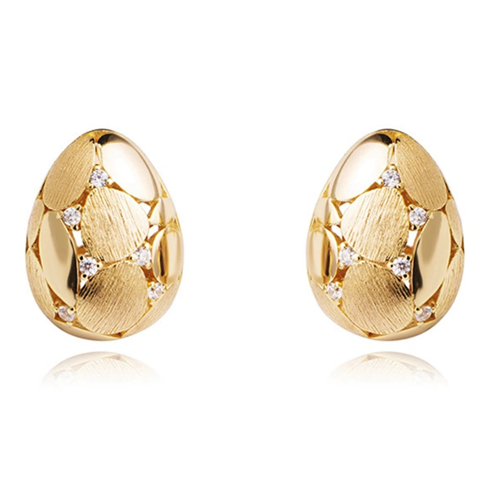 18K Gold Plated 925 Sterling Silver Lab Sapphire Pear Ear Studs Earrings for Women