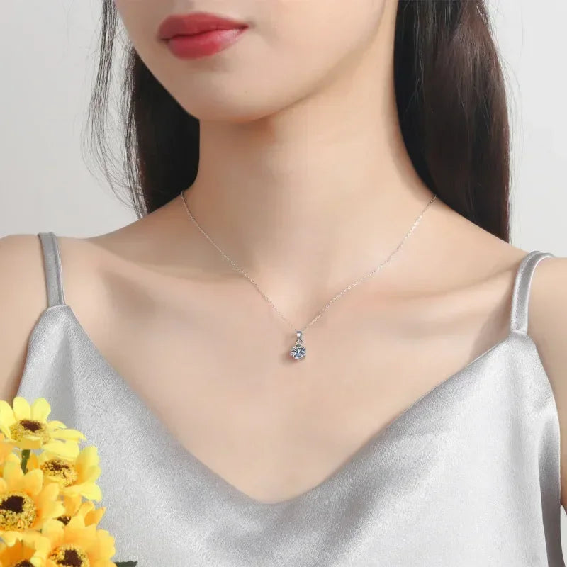 GRA Certified Moissanite Diamond Pendant Necklace – PT950 Platinum Long Chain