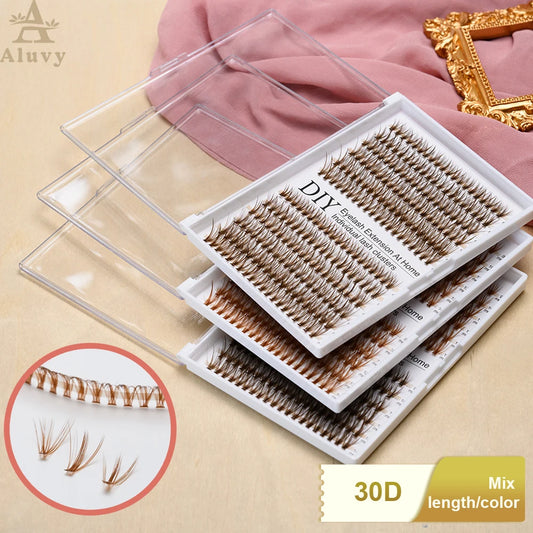 30D Mixed Tray Individual Lashes 3D Russian Volume Soft Natural Brown Mink Lash Extensions