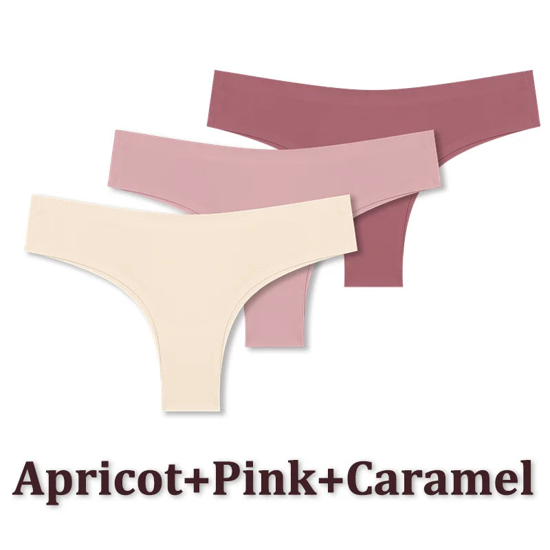 3PCS Seamless Maillard Brazilian Panties – Ultra-Thin Ice Silk G-String for Women