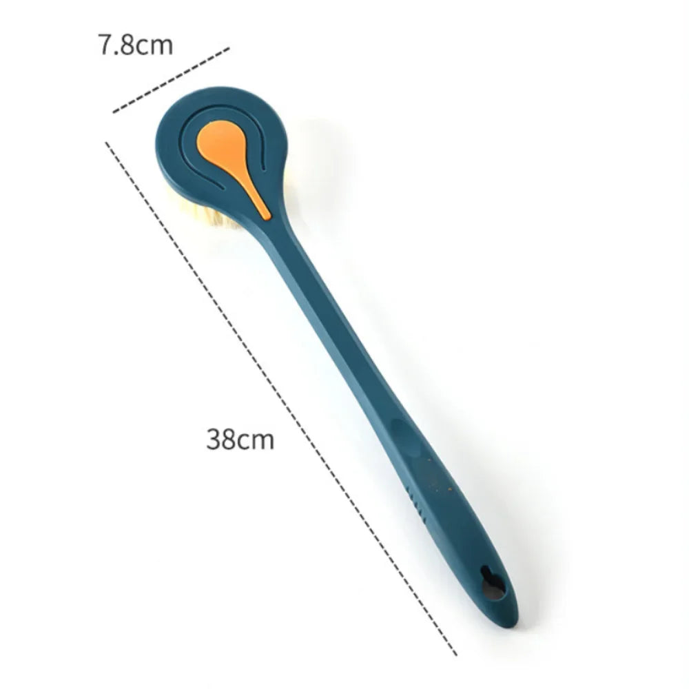 1pc Long Handle Bath Brush – Soft Hair Back Scrubber, Body Massage Brush for Shower & Mud Treatment