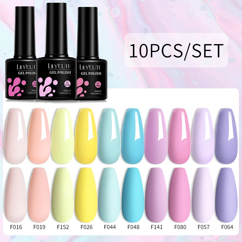 LILYCUTE 10PCS Gel Nail Polish Set, Brown Earth & Coffee Color Series, Semi-Permanent UV LED Soak Off Nail Gel