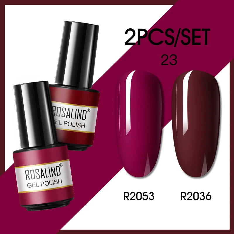 ROSALIND 6PCS Nail Gel Polish Set for Manicure & Nail Art Design, Soak Off Semi-Permanent UV Hybrid Varnish
