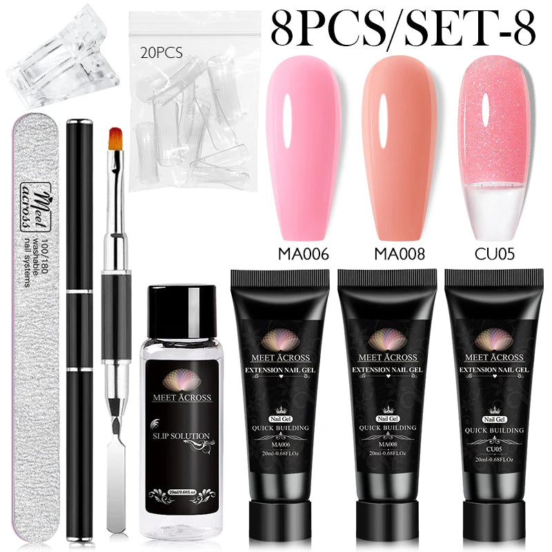 MEET ACROSS PolyGel Extension Nail Kit UV Varnish Manicure Set