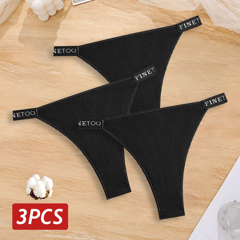 3PCS Cotton Brazilian Panties Set – Sexy Low-Waist Bikini Underwear for Women