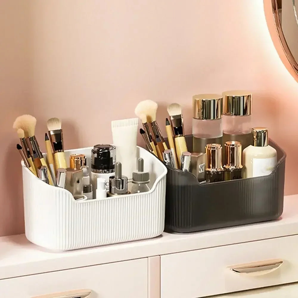 Transparent Desktop Organizer – Cotton Swab Container & Makeup Brush Holder for Bathroom & Cosmetics