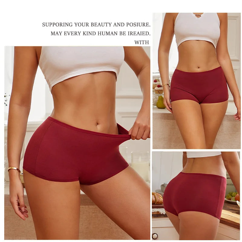 New Women's Cotton Seamless Sports Boxers – Cozy Solid Color Briefs