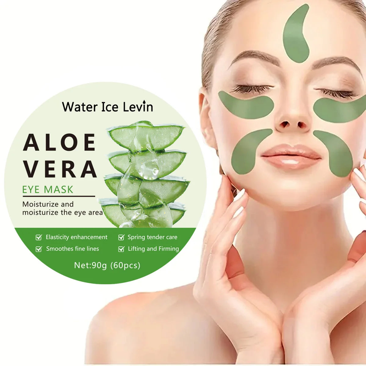 60pcs Aloe Vera Collagen Eye Mask – Anti Dark Circles, Eye Bags Removal, Moisturizing & Firming Eye Patches for Skin Care