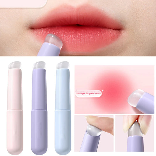 Upgraded Silicone Lip Brush with Cover – Angled Concealer Brush, Soft & Flexible for Precise Lipstick Application, Round Head, No Breakage