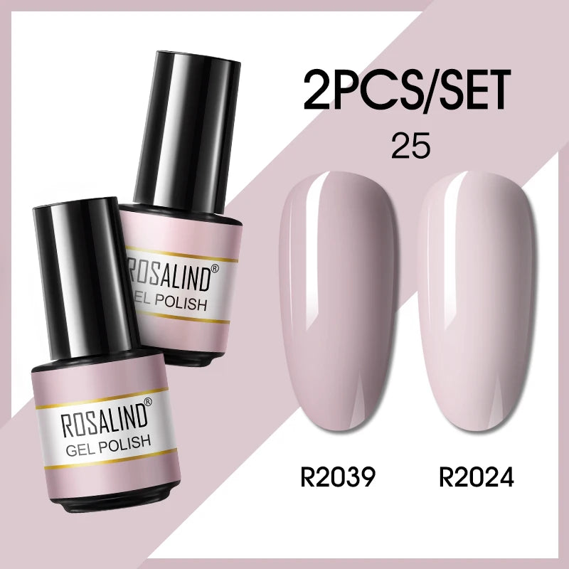 ROSALIND 6PCS Nail Gel Polish Set for Manicure & Nail Art Design, Soak Off Semi-Permanent UV Hybrid Varnish