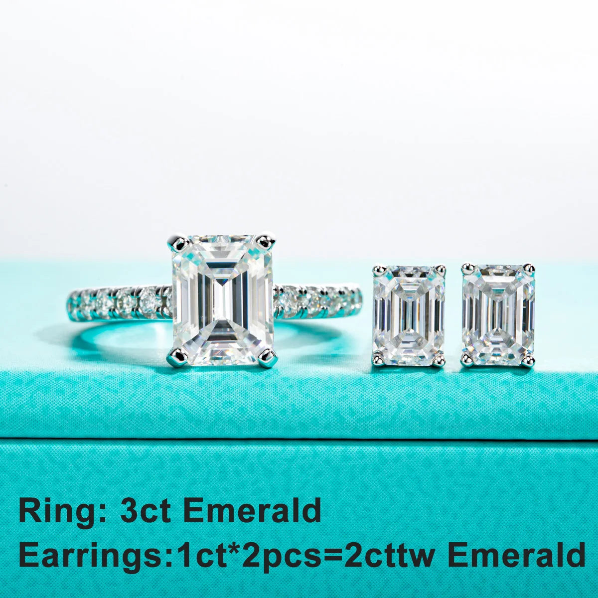 AnuJewel 10k Gold Emerald Moissanite Stud Earrings