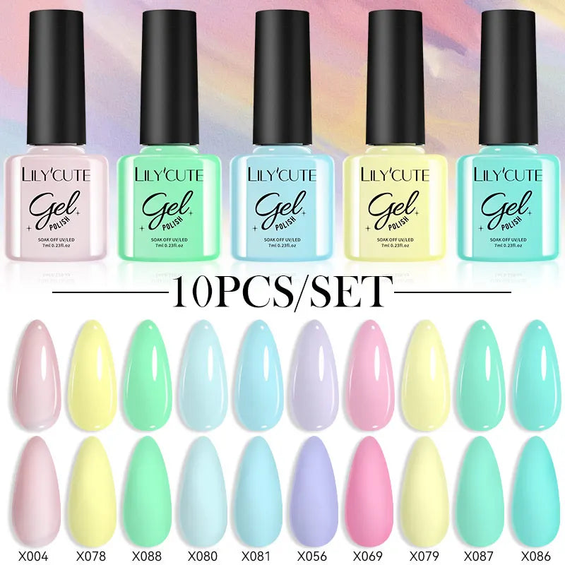 LILYCUTE 10PCS Gel Nail Polish Set, Brown Earth & Coffee Color Series, Semi-Permanent UV LED Soak Off Nail Gel