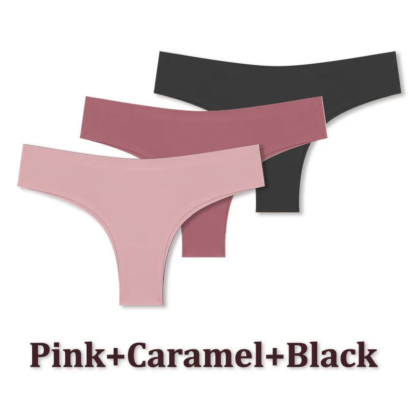3PCS Seamless Maillard Brazilian Panties – Ultra-Thin Ice Silk G-String for Women
