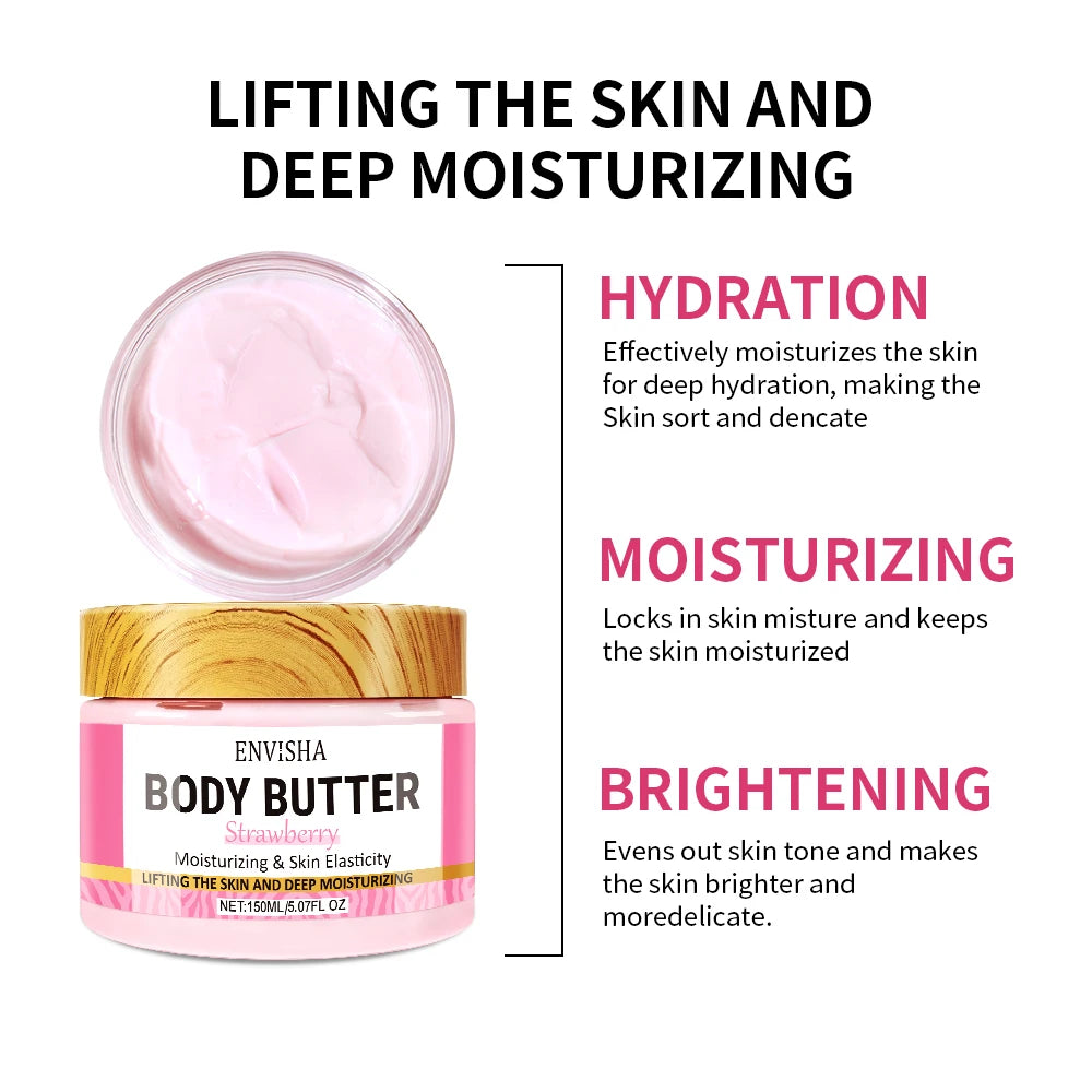 Skin Care Strawberry Body Butter Lotion – Whitening, Deeply Moisturizing, Brightening, Melanin Removal, Elasticity & Lifting Cream