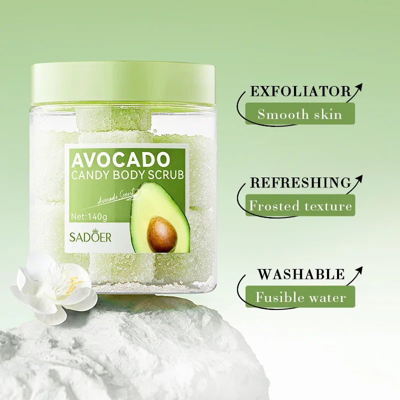 SADOER Rose, Lavender & Avocado Body Scrub – Moisturizing & Exfoliating Face and Body Cream for Smooth, Radiant Skin