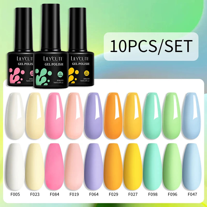 LILYCUTE 10PCS Gel Nail Polish Set, Brown Earth & Coffee Color Series, Semi-Permanent UV LED Soak Off Nail Gel