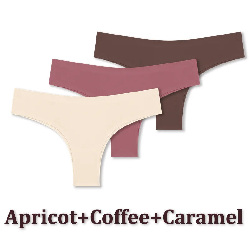 3PCS Seamless Maillard Brazilian Panties – Ultra-Thin Ice Silk G-String for Women