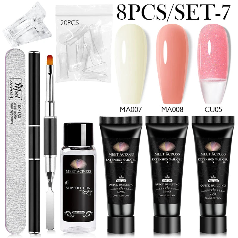 MEET ACROSS PolyGel Extension Nail Kit UV Varnish Manicure Set