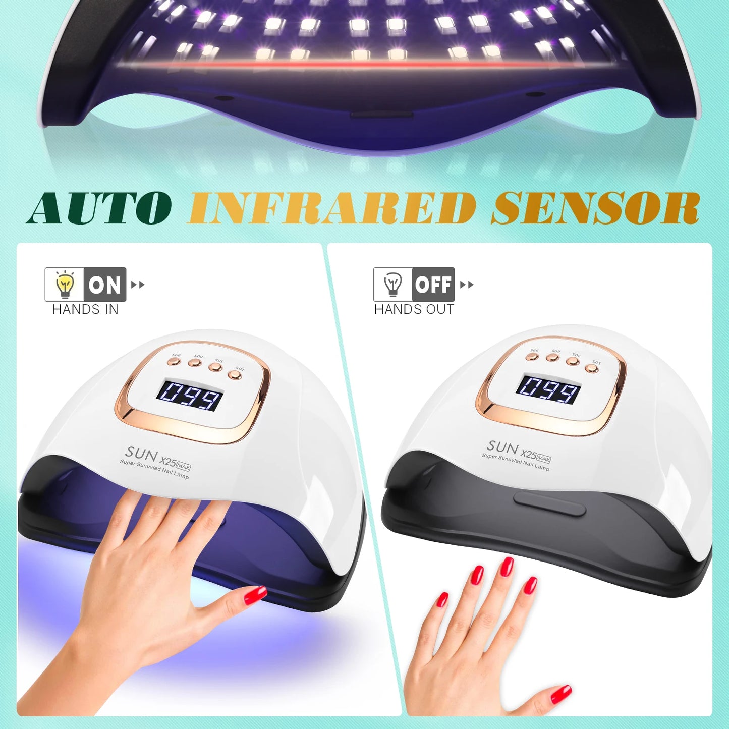 380W UV LED Nail Lamp - Professional Gel Polish Curing for Salon & Home