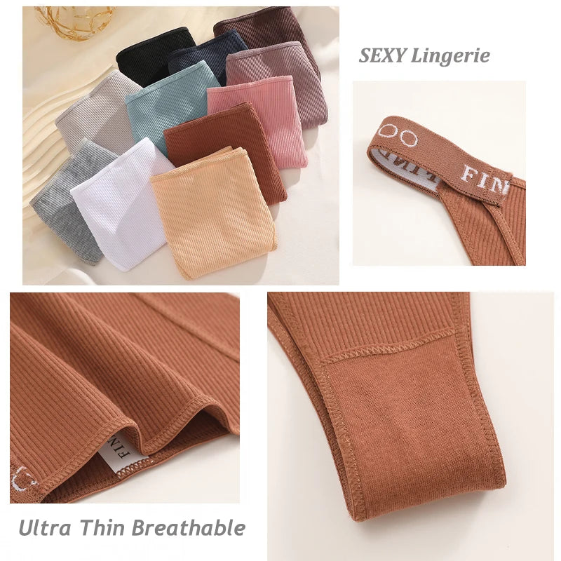3PCS Cotton Brazilian Panties Set – Sexy Low-Waist Bikini Underwear for Women