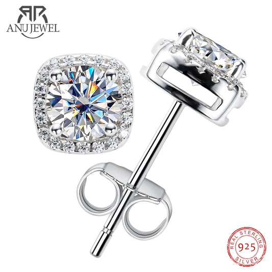 AnuJewel 5mm 1CTTW D Color Moissanite Diamond 925 Sterling Silver Stud Earrings