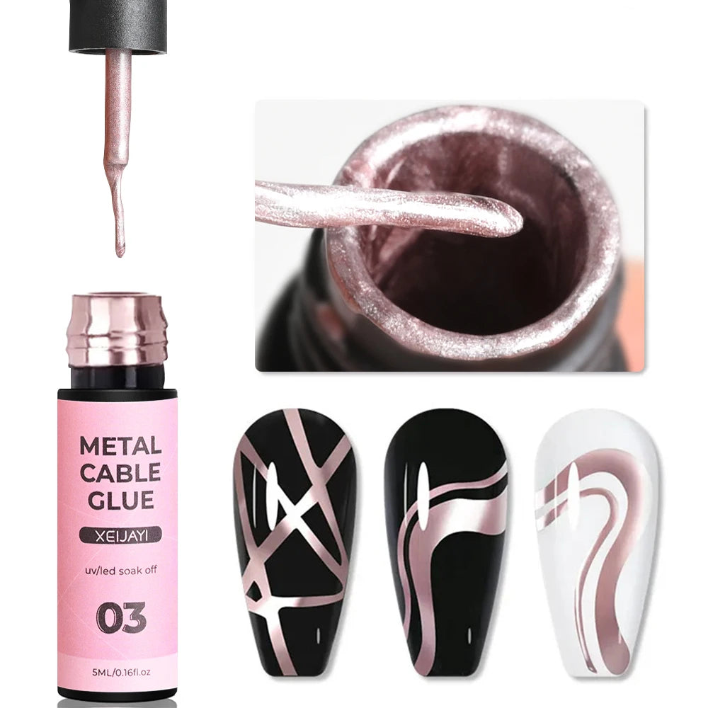 Metallic Gold Mirror Effect Gel Nail Polish - French Art & Glitter UV Gel