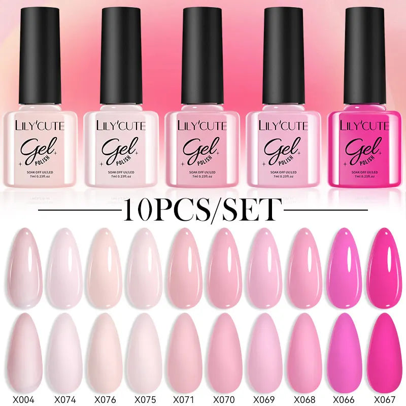 LILYCUTE 10PCS Gel Nail Polish Set, Brown Earth & Coffee Color Series, Semi-Permanent UV LED Soak Off Nail Gel