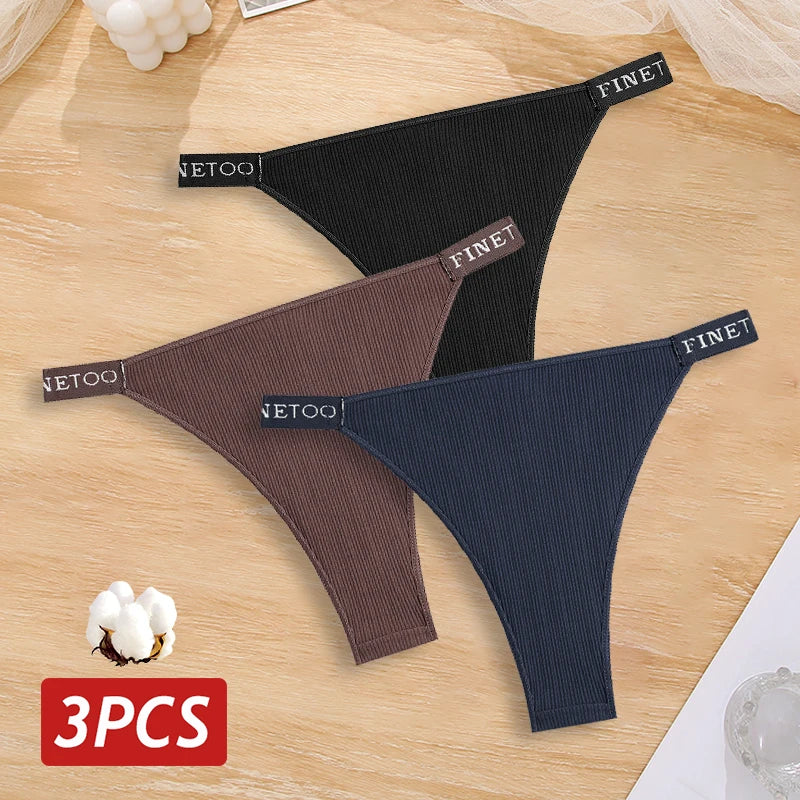 3PCS Cotton Brazilian Panties Set – Sexy Low-Waist Bikini Underwear for Women