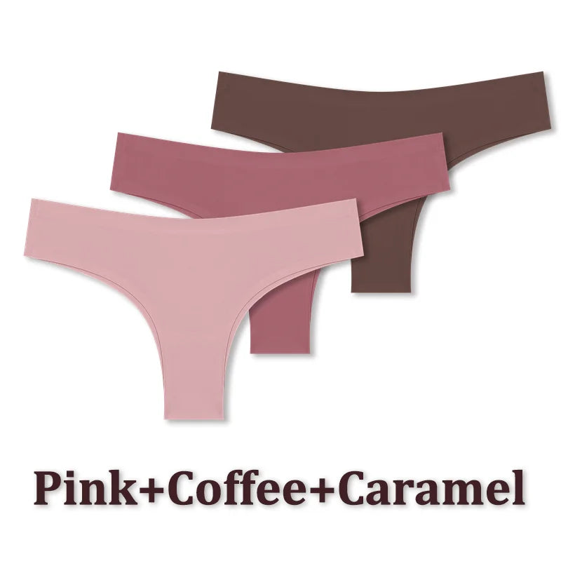 3PCS Seamless Maillard Brazilian Panties – Ultra-Thin Ice Silk G-String for Women
