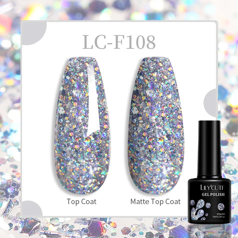LILYCUTE 129 Colors 7ML Nail Gel Polish Set Soak Off UV LED Semi-Permanent Nail Art Varnishes