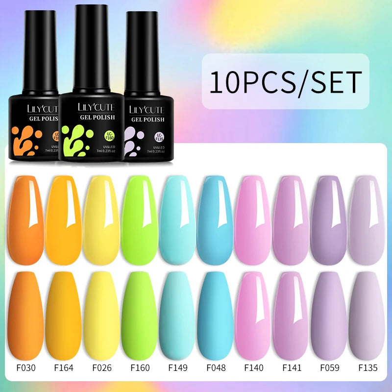 LILYCUTE 10PCS Gel Nail Polish Set, Brown Earth & Coffee Color Series, Semi-Permanent UV LED Soak Off Nail Gel