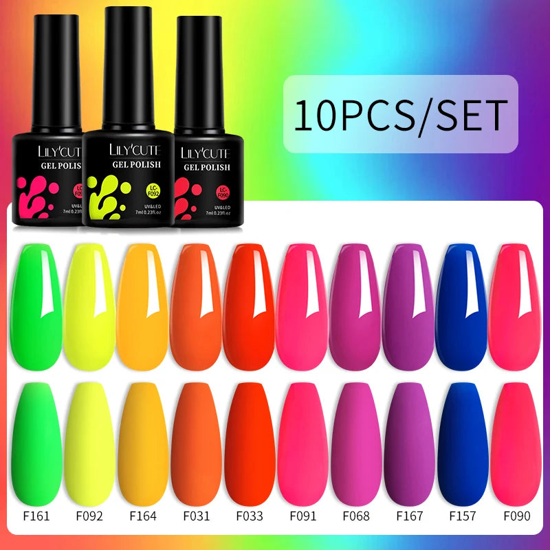 LILYCUTE 10PCS Gel Nail Polish Set, Brown Earth & Coffee Color Series, Semi-Permanent UV LED Soak Off Nail Gel