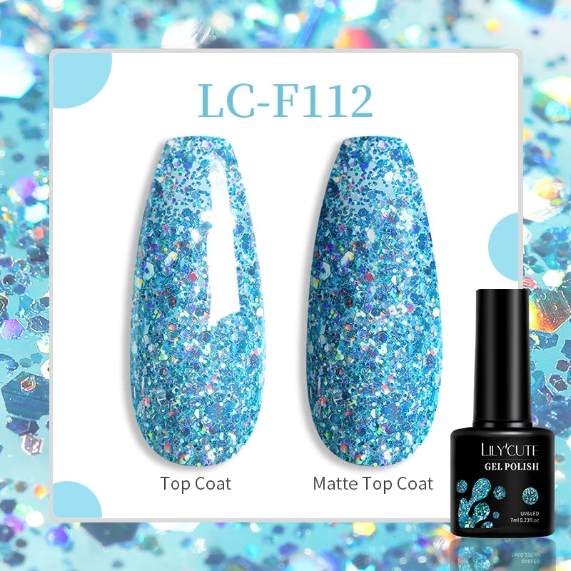 LILYCUTE 129 Colors 7ML Nail Gel Polish Set Soak Off UV LED Semi-Permanent Nail Art Varnishes