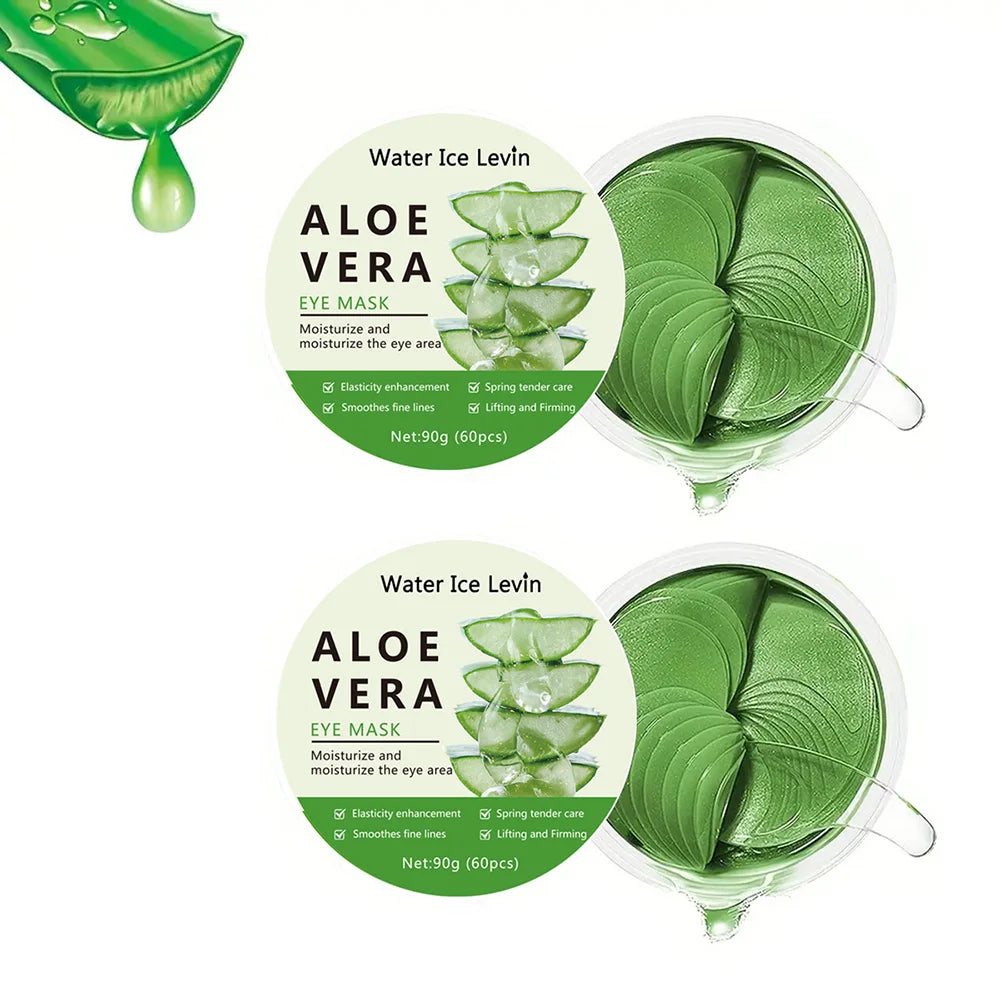 60pcs Aloe Vera Collagen Eye Mask – Anti Dark Circles, Eye Bags Removal, Moisturizing & Firming Eye Patches for Skin Care