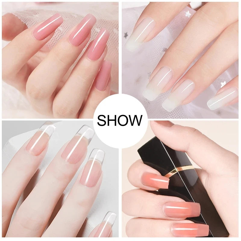 Gel Nail Polish Set Poly Nail Gel Kit with Nail Lamp – Semi-Permanent Varnish & Professional Manicure Tools