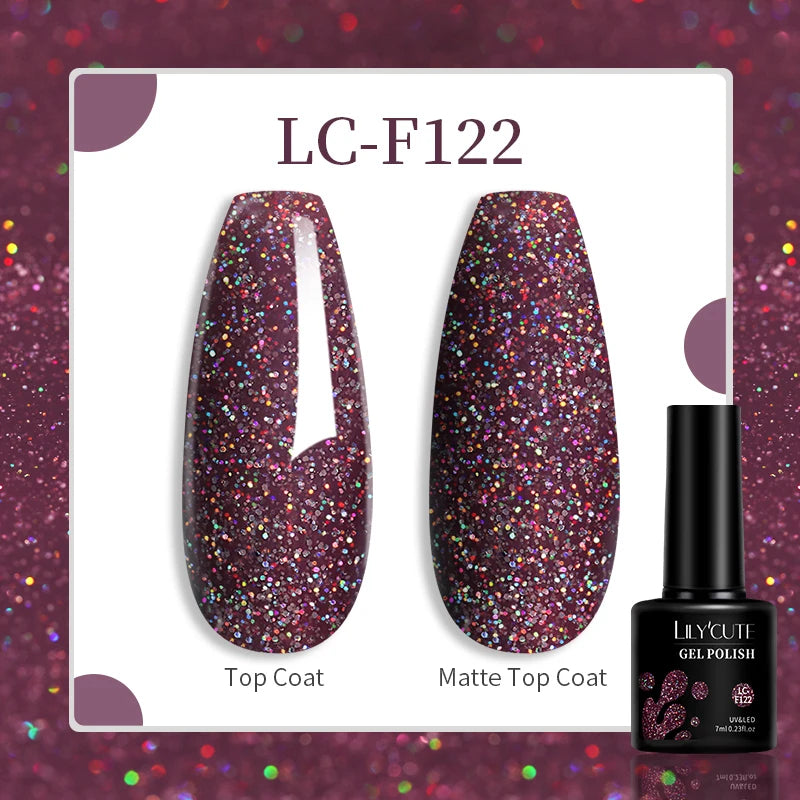 LILYCUTE 129 Colors 7ML Nail Gel Polish Set Soak Off UV LED Semi-Permanent Nail Art Varnishes