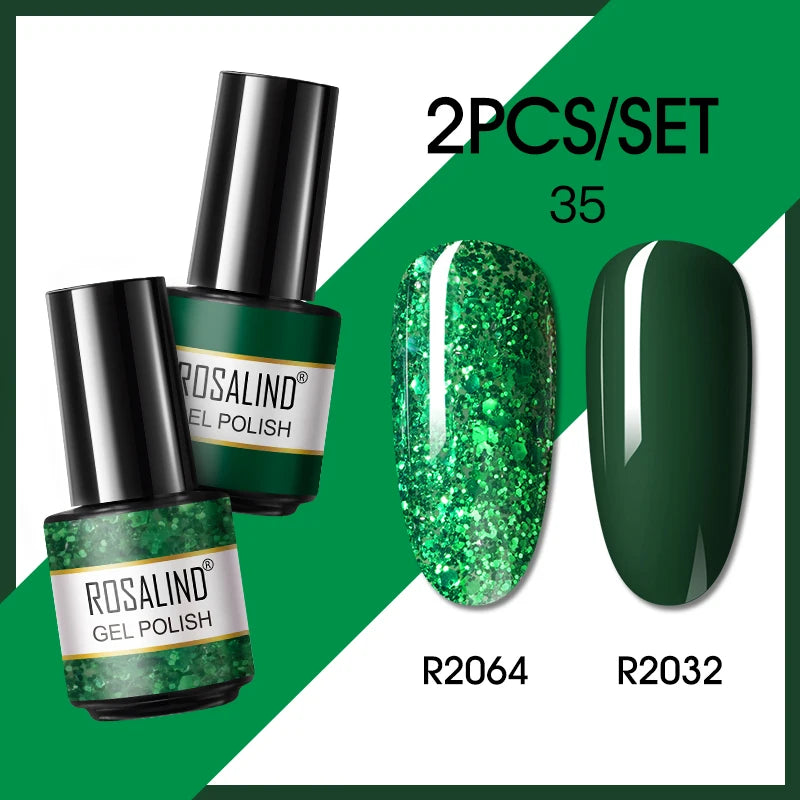 ROSALIND 6PCS Nail Gel Polish Set for Manicure & Nail Art Design, Soak Off Semi-Permanent UV Hybrid Varnish