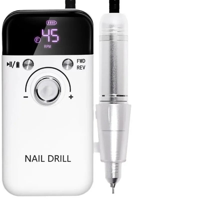 45000RPM Electric Nail Drill Machine - Professional Rechargeable Nail Drill for Gel Nails, Polish, and Manicure Tool