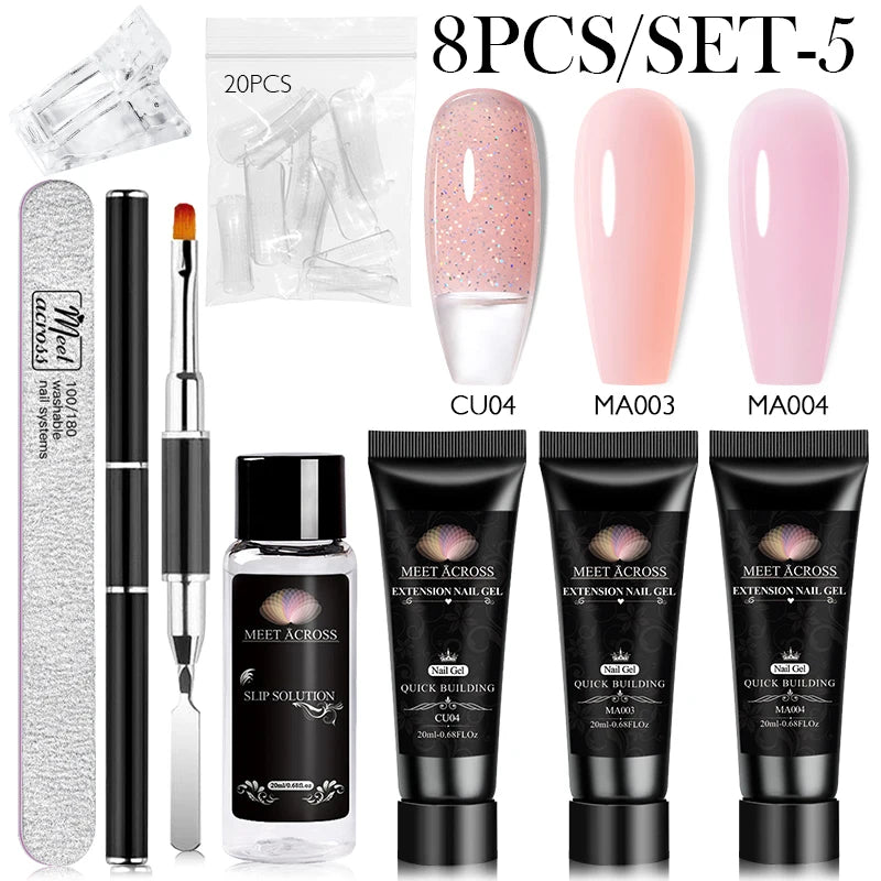 MEET ACROSS PolyGel Extension Nail Kit UV Varnish Manicure Set