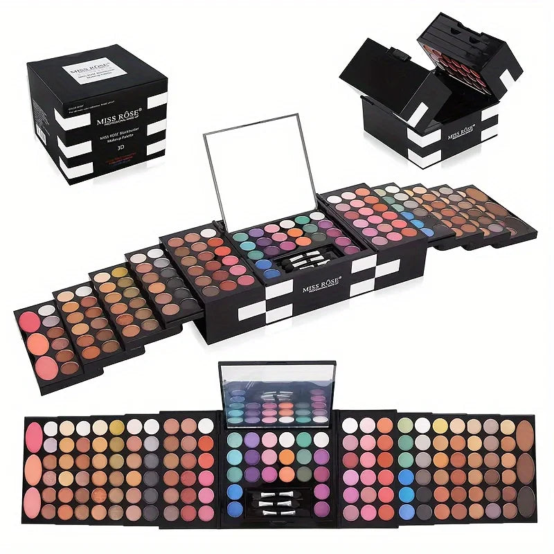 MISS ROSE 142-Color Eyeshadow, 3-Color Blush, 3-Color Eyebrow Powder Makeup Set