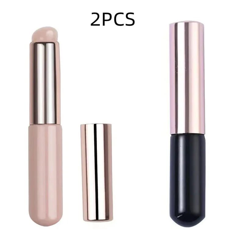 Upgraded Silicone Lip Brush with Cover – Angled Concealer Brush, Soft & Flexible for Precise Lipstick Application, Round Head, No Breakage